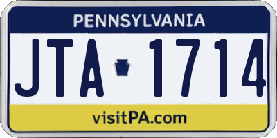 PA license plate JTA1714