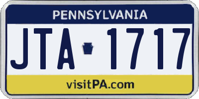 PA license plate JTA1717