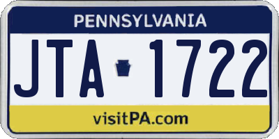 PA license plate JTA1722