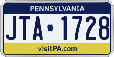 PA license plate JTA1728