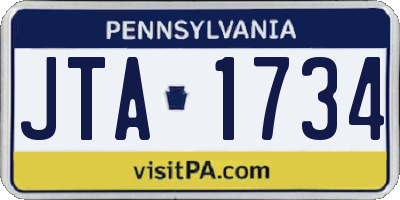 PA license plate JTA1734