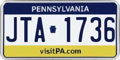 PA license plate JTA1736