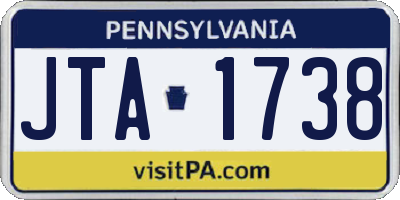 PA license plate JTA1738