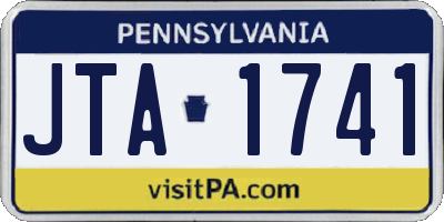 PA license plate JTA1741