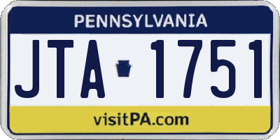 PA license plate JTA1751