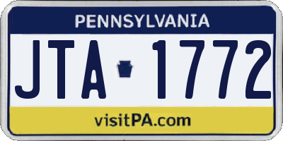 PA license plate JTA1772