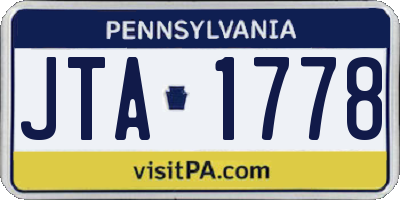 PA license plate JTA1778