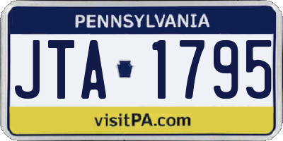 PA license plate JTA1795