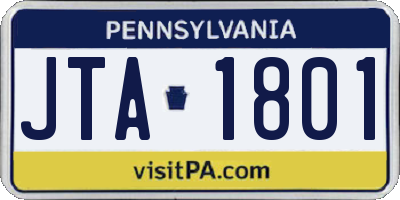 PA license plate JTA1801