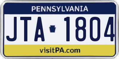 PA license plate JTA1804