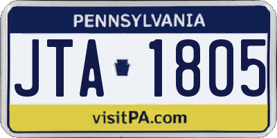 PA license plate JTA1805