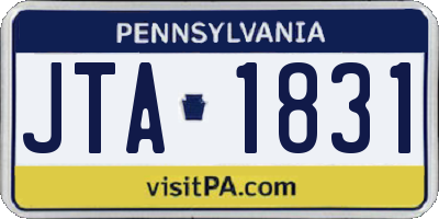 PA license plate JTA1831
