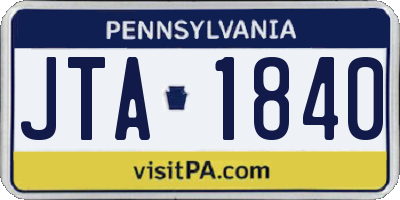 PA license plate JTA1840