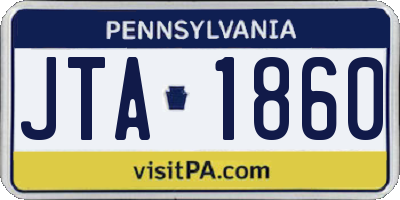 PA license plate JTA1860