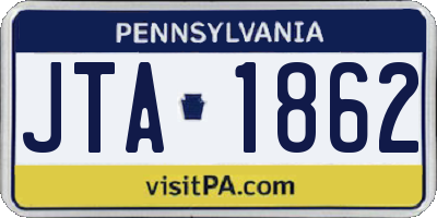 PA license plate JTA1862