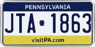PA license plate JTA1863