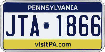PA license plate JTA1866