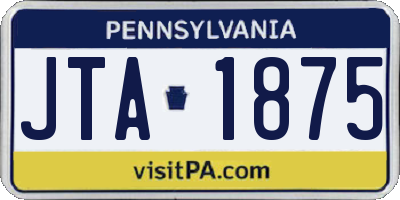 PA license plate JTA1875
