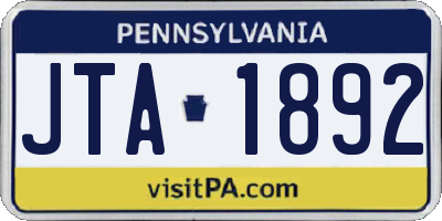 PA license plate JTA1892