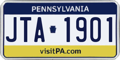 PA license plate JTA1901