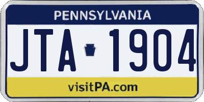 PA license plate JTA1904