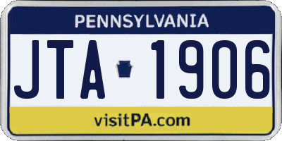 PA license plate JTA1906