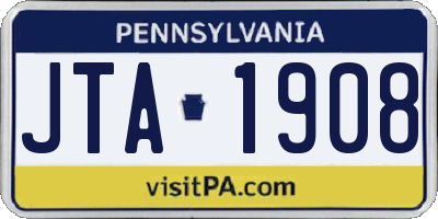 PA license plate JTA1908