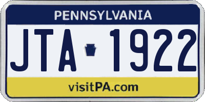 PA license plate JTA1922