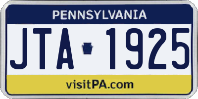 PA license plate JTA1925