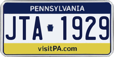 PA license plate JTA1929