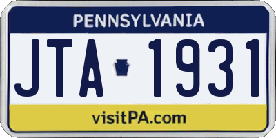 PA license plate JTA1931