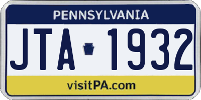 PA license plate JTA1932