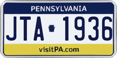 PA license plate JTA1936
