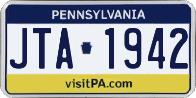 PA license plate JTA1942