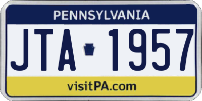 PA license plate JTA1957