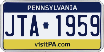 PA license plate JTA1959