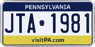 PA license plate JTA1981