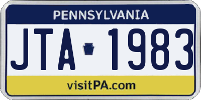 PA license plate JTA1983