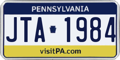 PA license plate JTA1984