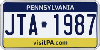 PA license plate JTA1987