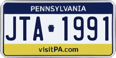 PA license plate JTA1991
