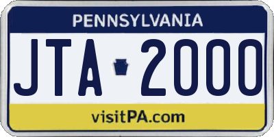 PA license plate JTA2000