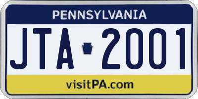 PA license plate JTA2001