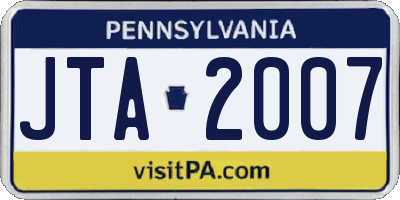 PA license plate JTA2007