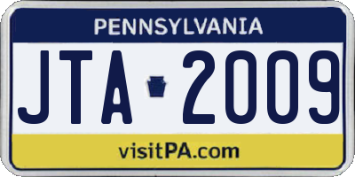 PA license plate JTA2009