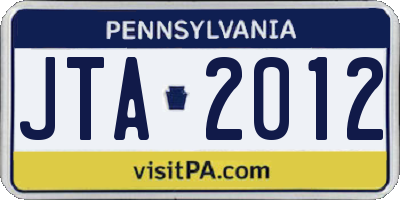 PA license plate JTA2012