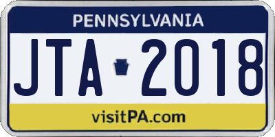 PA license plate JTA2018