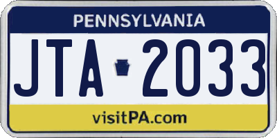 PA license plate JTA2033