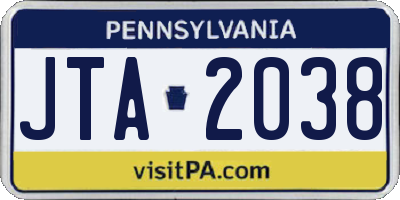 PA license plate JTA2038