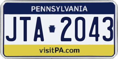 PA license plate JTA2043